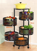 Kitchen Organizer Trolley Cart Rolling Foldable Portable Storage Multi Tier Round Fruit Vegetable Shelf No Assembly Furniture