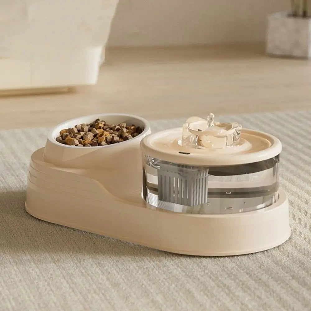 USB Charging 2-in-1 Pets Water Fountain Auto Filter Mute Cat Drinker Bowl Large Capacity Neck Protection Pet Feeder for Home