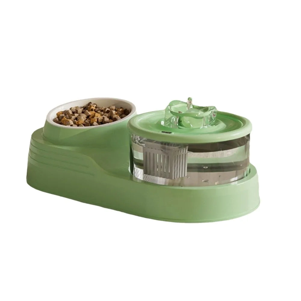 USB Charging 2-in-1 Pets Water Fountain Auto Filter Mute Cat Drinker Bowl Large Capacity Neck Protection Pet Feeder for Home