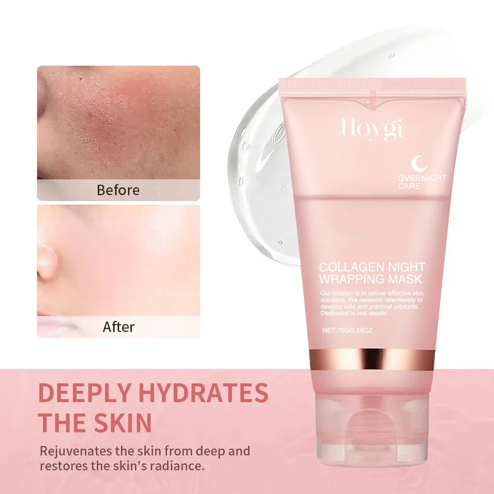 Collagen Overnight Wrapping Peel off Facial Mask Set Korean Collagen Night Wrapping Mask Deeply Hydrates Night Care Mask Cream