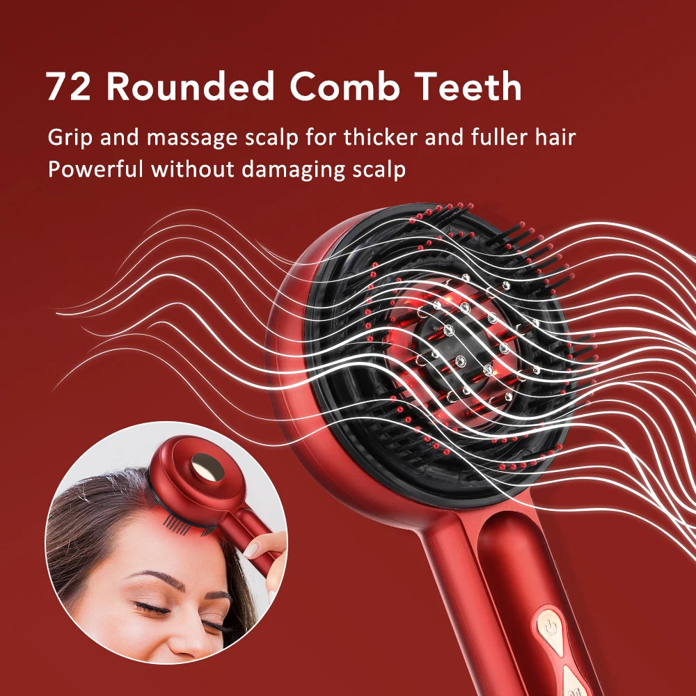Electric Vibration Massage Comb 660nm Red Light Scalp Massage Brush Anti-Hair Loss Liquid Oil Applicator Hair Care Comb