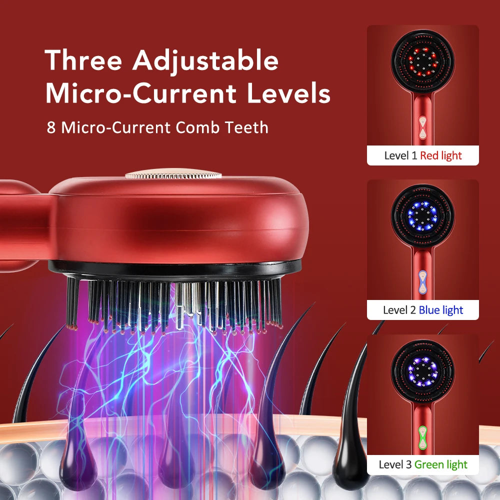 Electric Vibration Massage Comb 660nm Red Light Scalp Massage Brush Anti-Hair Loss Liquid Oil Applicator Hair Care Comb