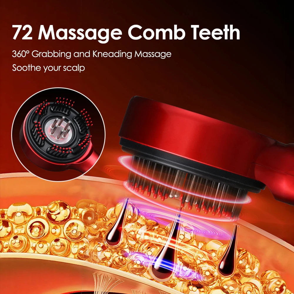Electric Vibration Massage Comb 660nm Red Light Scalp Massage Brush Anti-Hair Loss Liquid Oil Applicator Hair Care Comb