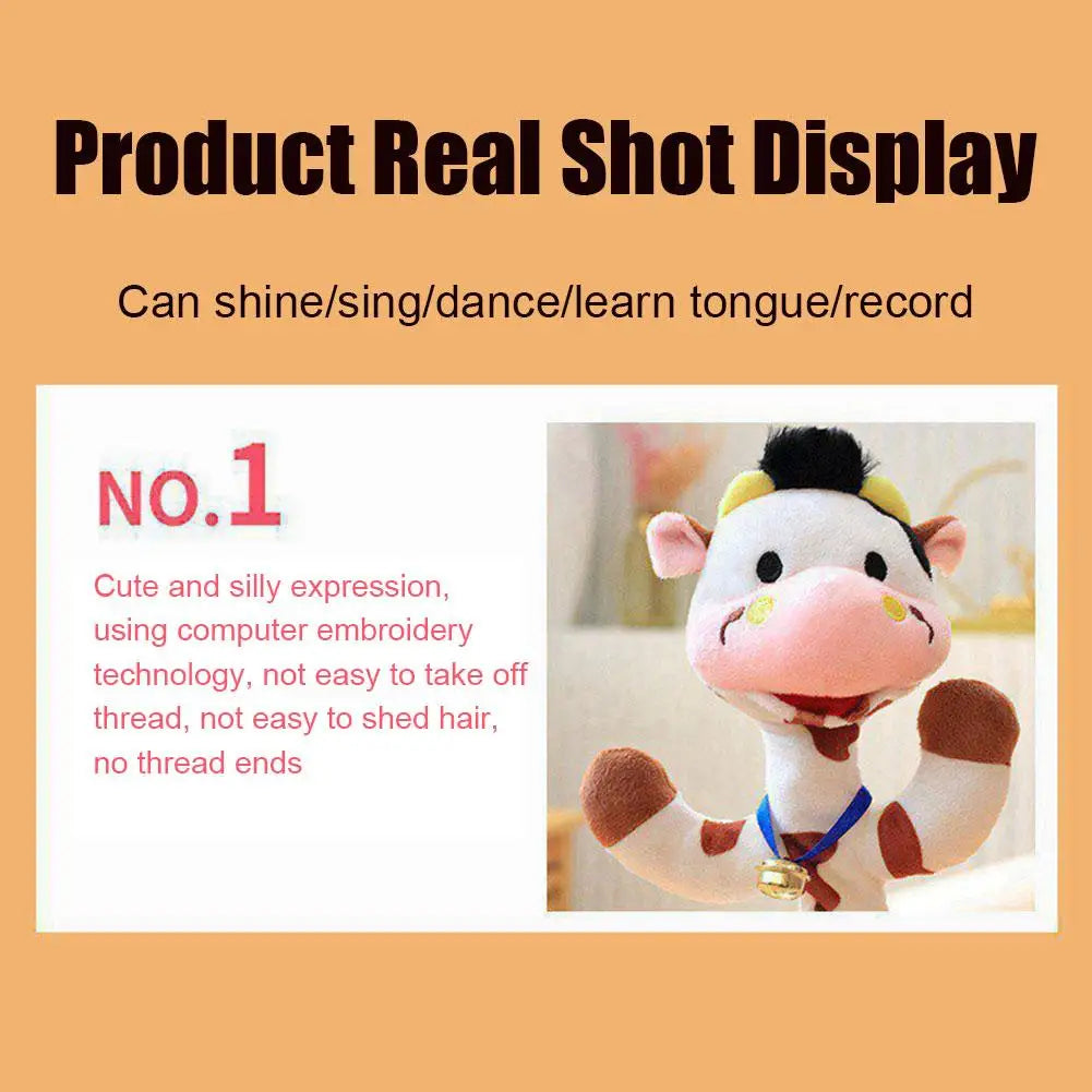 Dancing Rabbit Cow Interactive Learning Musical Speak Plush Toy Repeat Talking Plushie Rabbit Intelligent Cactus Kids Gifts