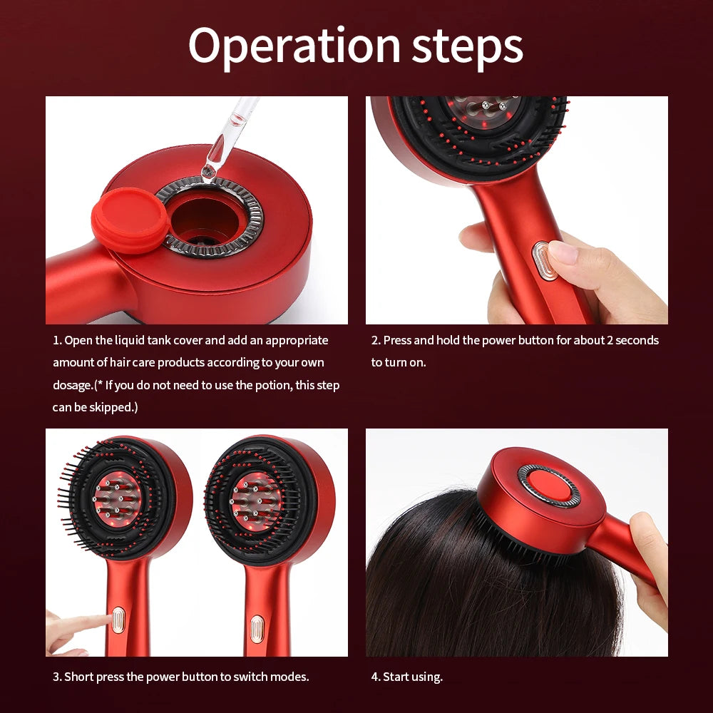 Electric Vibration Massage Comb 660nm Red Light Scalp Massage Brush Anti-Hair Loss Liquid Oil Applicator Hair Care Comb