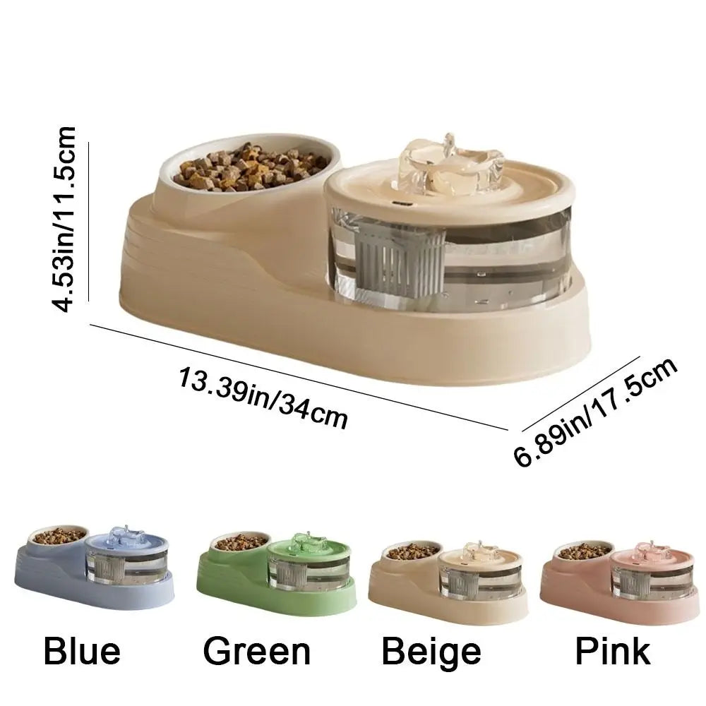 USB Charging 2-in-1 Pets Water Fountain Auto Filter Mute Cat Drinker Bowl Large Capacity Neck Protection Pet Feeder for Home