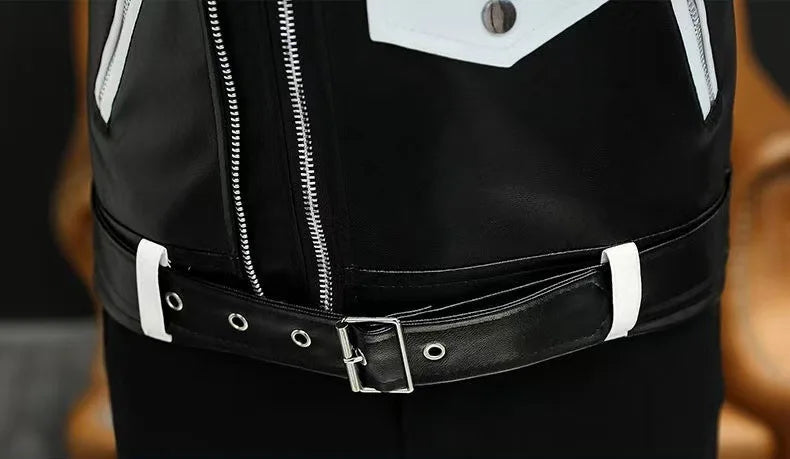 2025 New Men's Leather Jacket Baseball Style Casual Biker Coat Trendy Korean Version Spring Autumn Fashion City Youth PU Leather