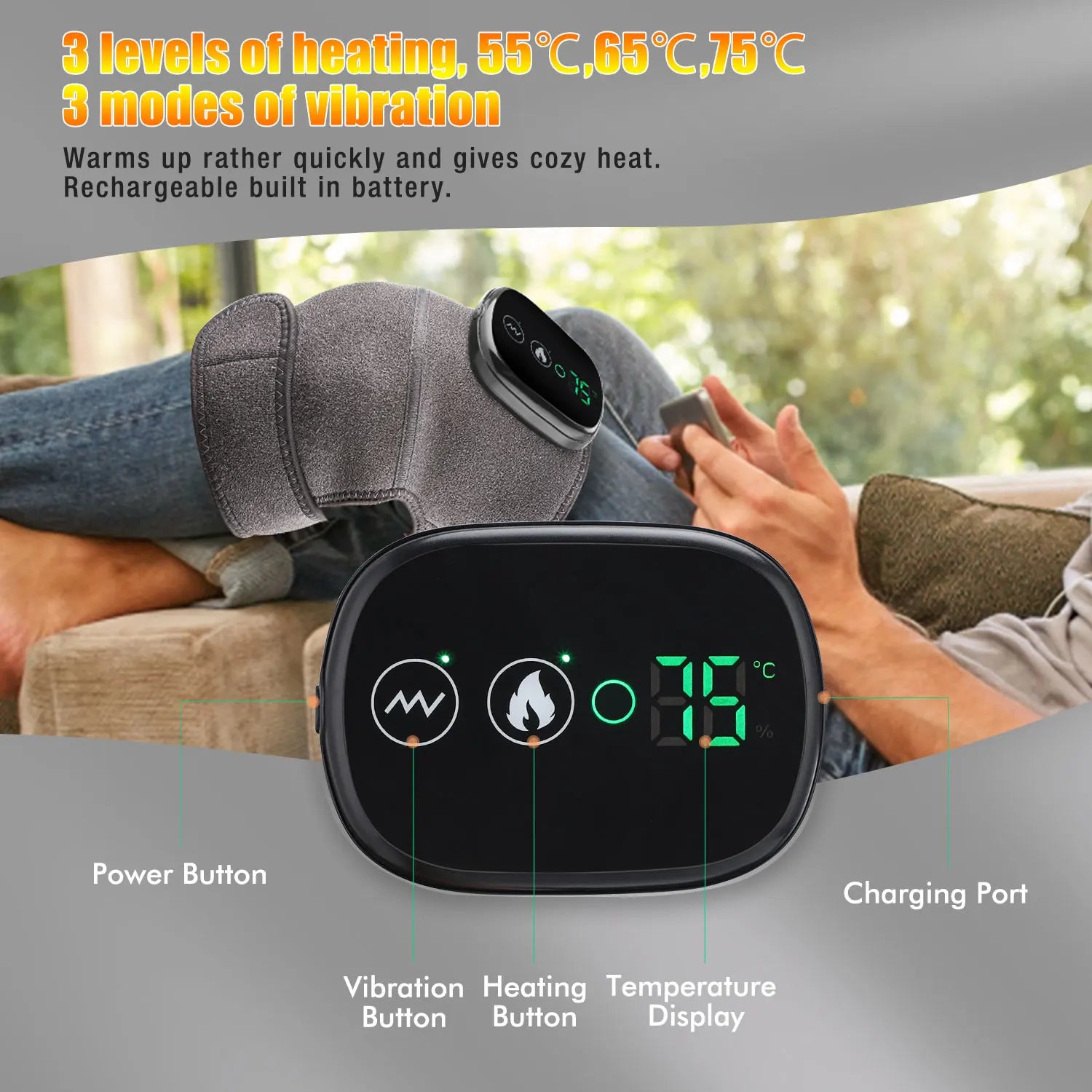 Eletric Heating Knee Massage Device Vibration Knee Pads for Shoulder Elbow Joint Warm Massage Thermal Knee Pad Blood Circulation