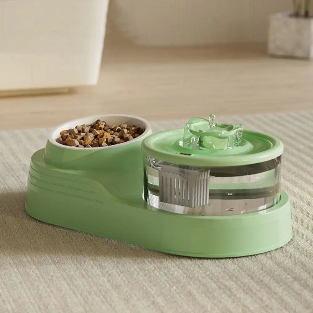 USB Charging 2-in-1 Pets Water Fountain Auto Filter Mute Cat Drinker Bowl Large Capacity Neck Protection Pet Feeder for Home