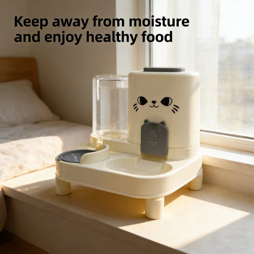 1-Pack Automatic Gravity-Fed Cat Water Dispenser & Feeder - Spill-Proof Large Capacity One-Piece Design,