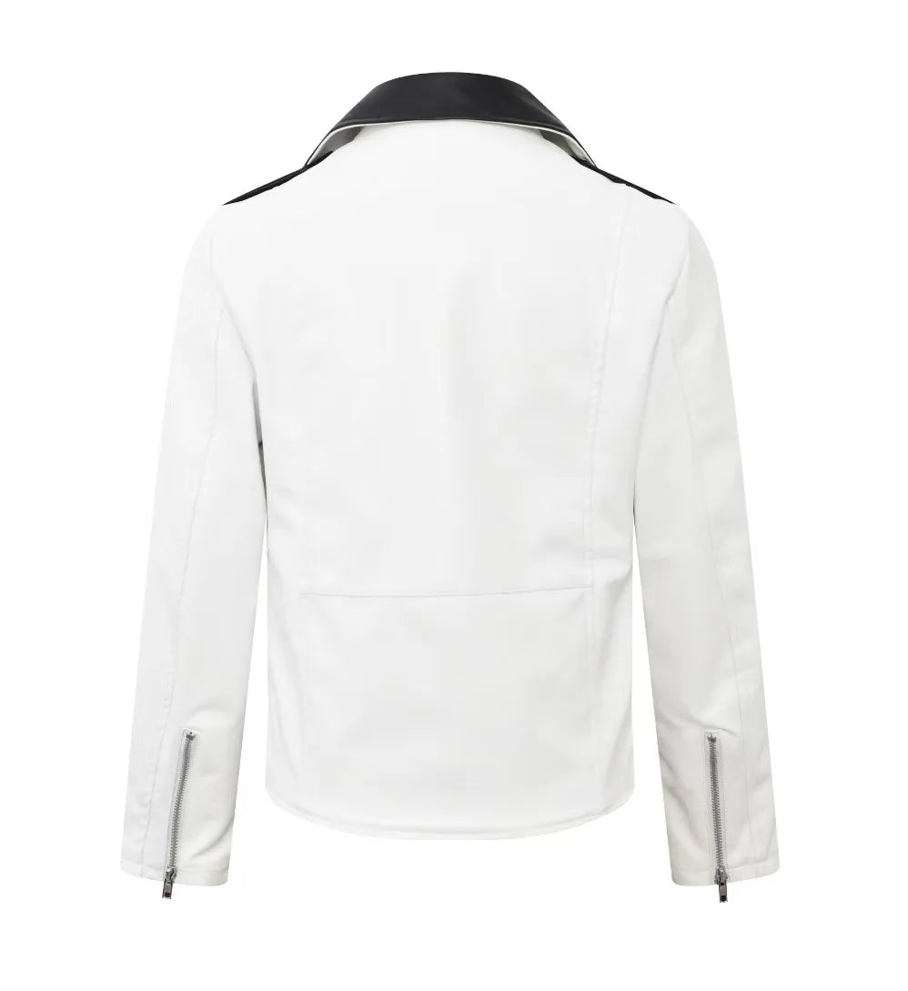 2025 New Men's Leather Jacket Baseball Style Casual Biker Coat Trendy Korean Version Spring Autumn Fashion City Youth PU Leather