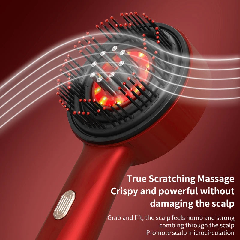 Electric Vibration Massage Comb 660nm Red Light Scalp Massage Brush Anti-Hair Loss Liquid Oil Applicator Hair Care Comb
