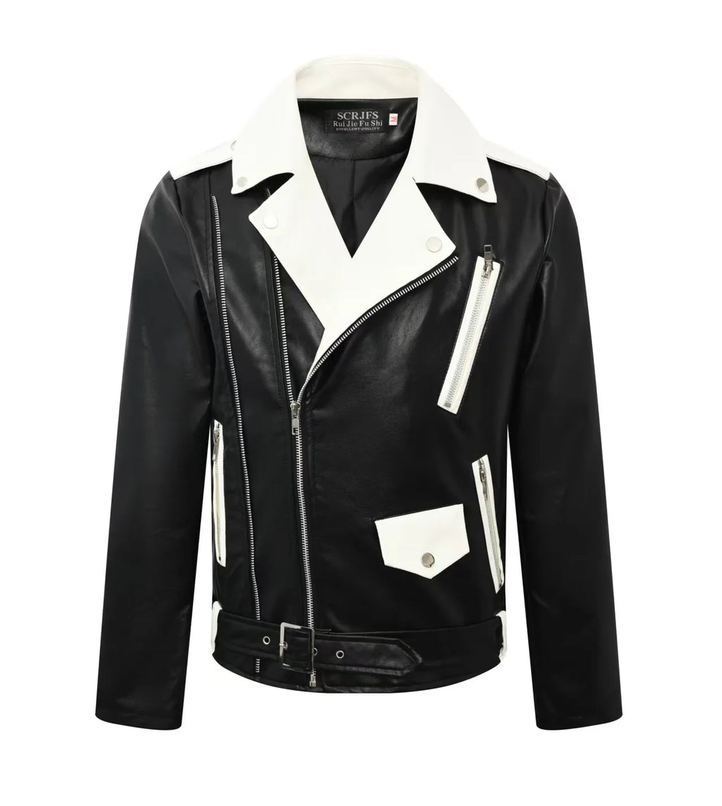 2025 New Men's Leather Jacket Baseball Style Casual Biker Coat Trendy Korean Version Spring Autumn Fashion City Youth PU Leather