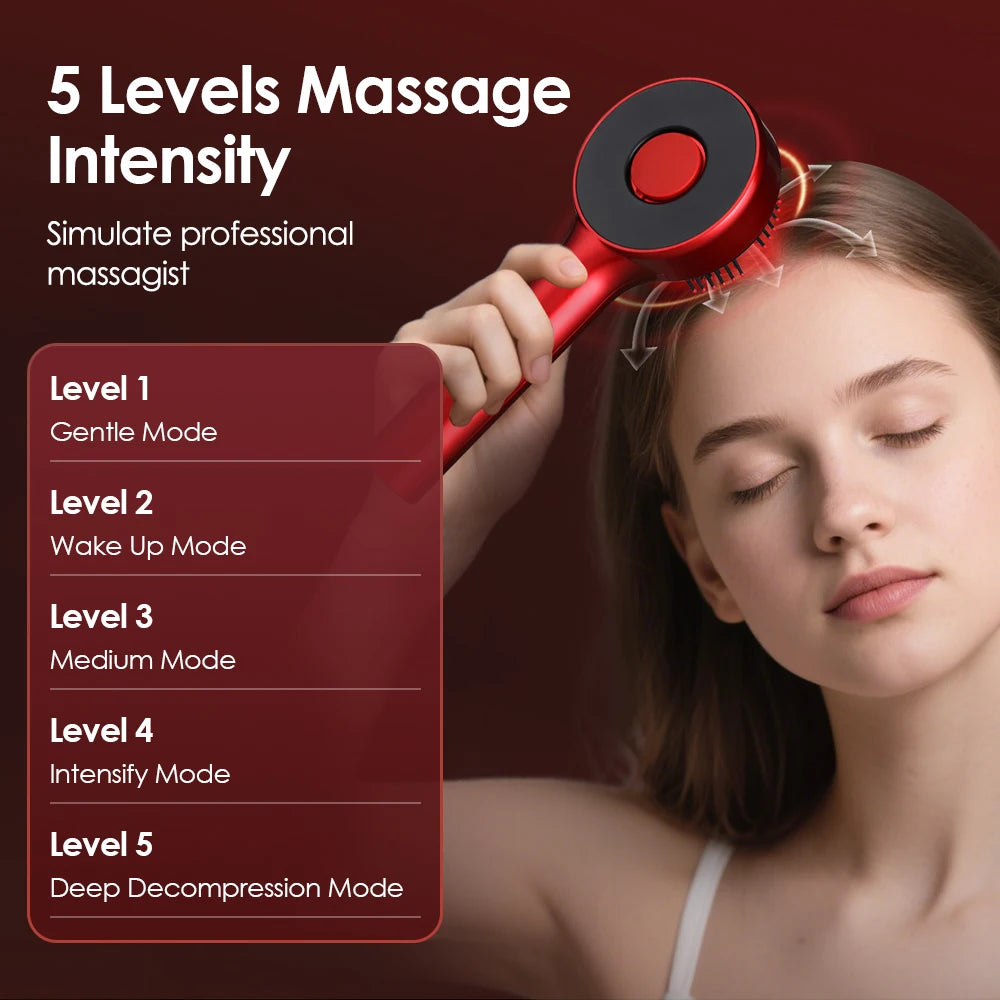 Electric Vibration Massage Comb 660nm Red Light Scalp Massage Brush Anti-Hair Loss Liquid Oil Applicator Hair Care Comb