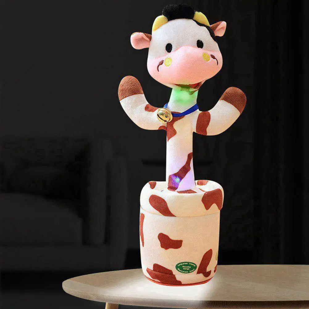 Dancing Rabbit Cow Interactive Learning Musical Speak Plush Toy Repeat Talking Plushie Rabbit Intelligent Cactus Kids Gifts