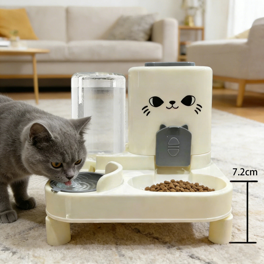 1-Pack Automatic Gravity-Fed Cat Water Dispenser & Feeder - Spill-Proof Large Capacity One-Piece Design,