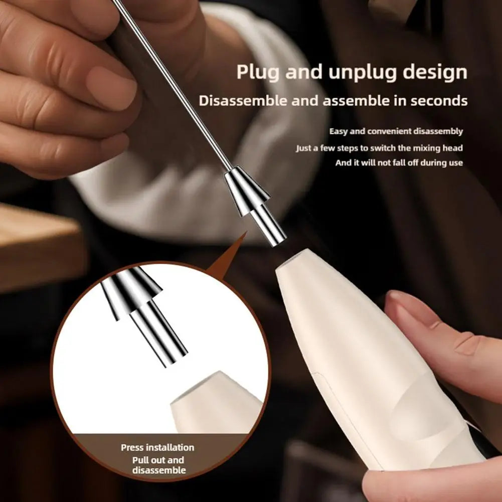 Wireless Electric Milk Frother Battery-Powered Handheld Foamer Coffee Cream Soup Peanut Butter Egg Whisking Baking Accessories