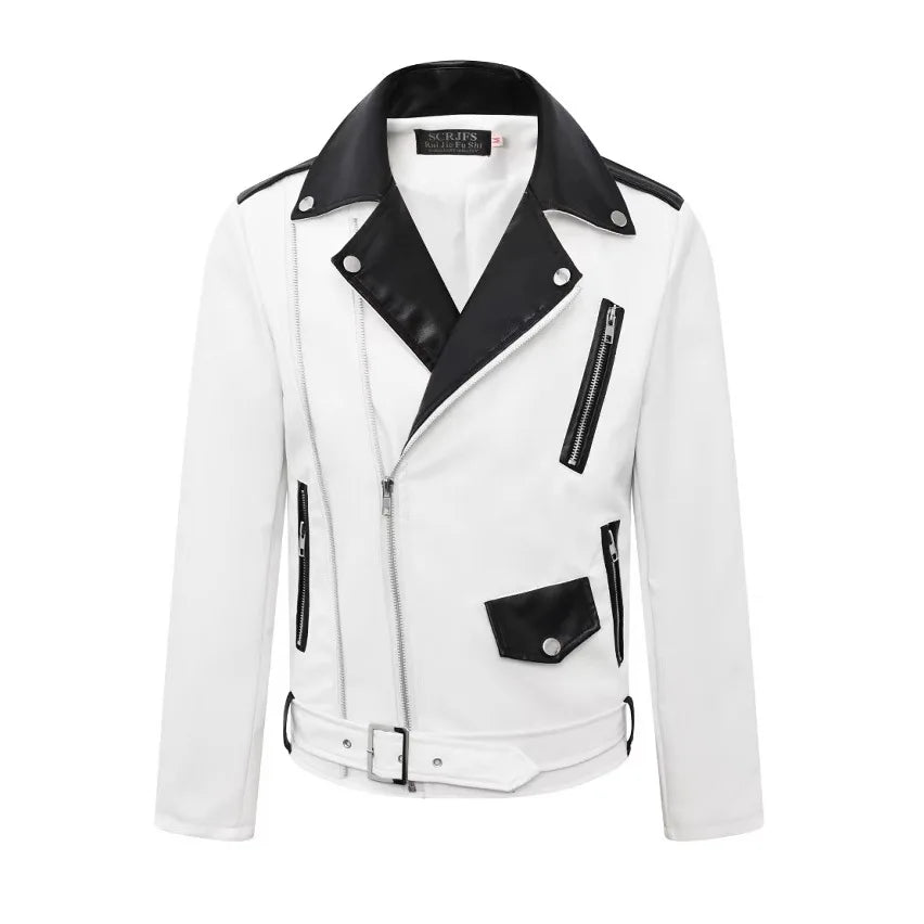 2025 New Men's Leather Jacket Baseball Style Casual Biker Coat Trendy Korean Version Spring Autumn Fashion City Youth PU Leather