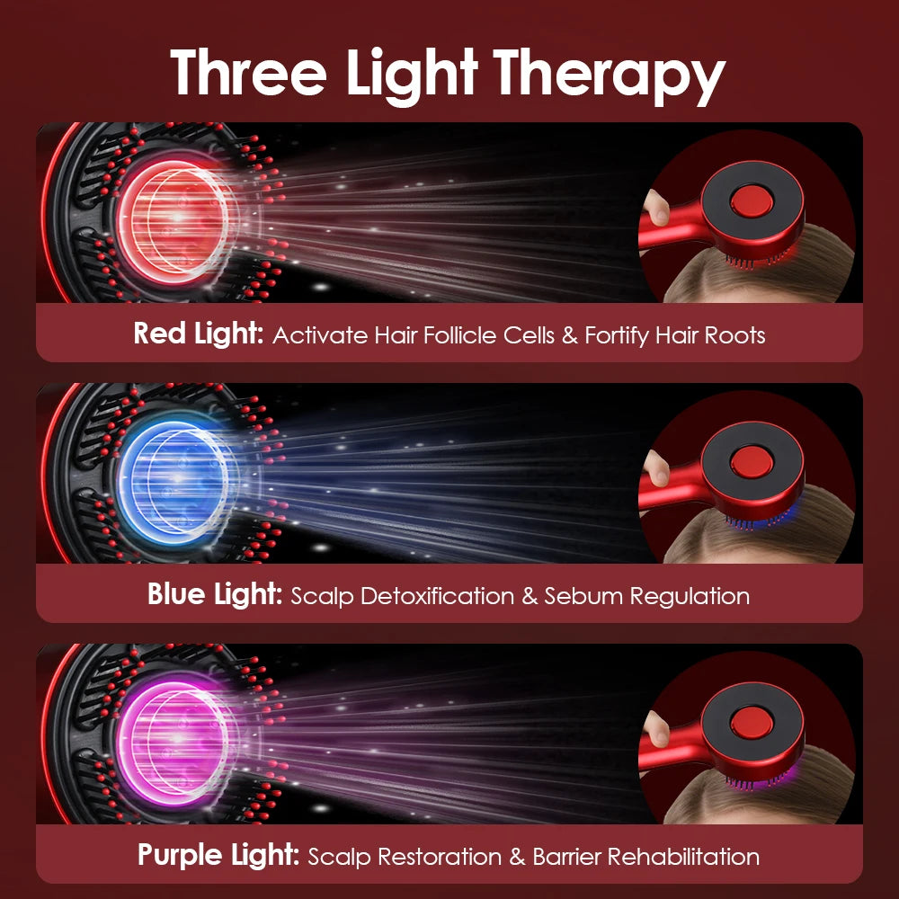 Electric Vibration Massage Comb 660nm Red Light Scalp Massage Brush Anti-Hair Loss Liquid Oil Applicator Hair Care Comb