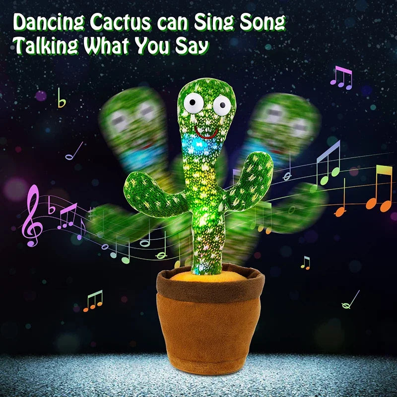 Dancing Cactus Plush Toy with 120 Songs USB Battery Operated Voice Repeat Feature Talking Stuffed Cactus Dancer Gift for Kids