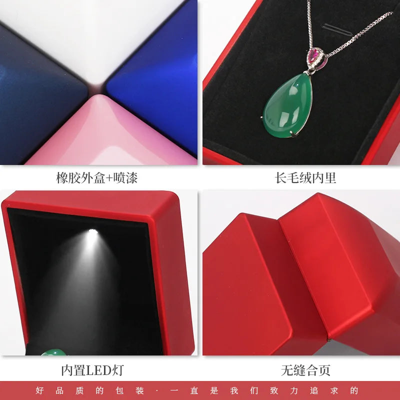 LED Illuminated Ring Box - Premium Spray-Finish Jewelry Display Case for Luxury Rings