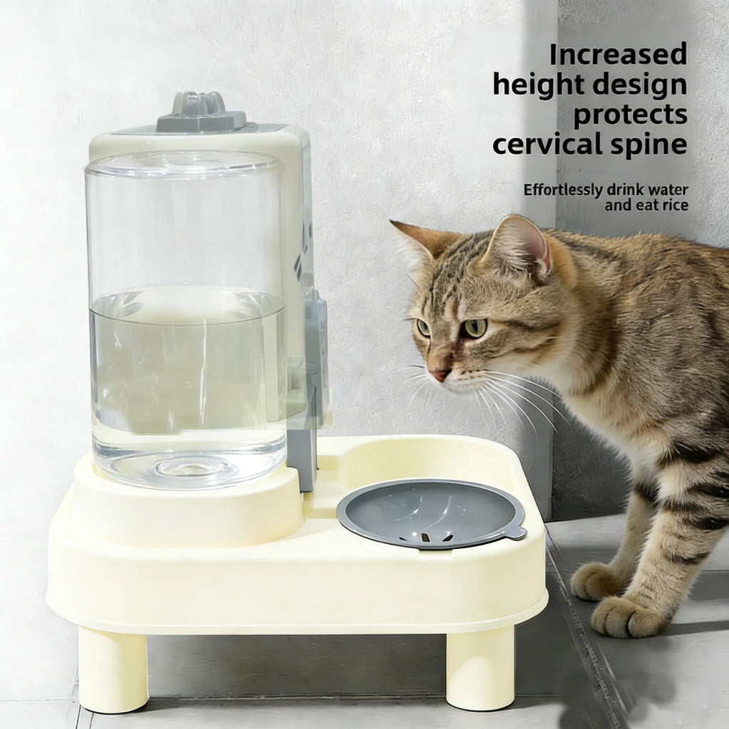 1-Pack Automatic Gravity-Fed Cat Water Dispenser & Feeder - Spill-Proof Large Capacity One-Piece Design,