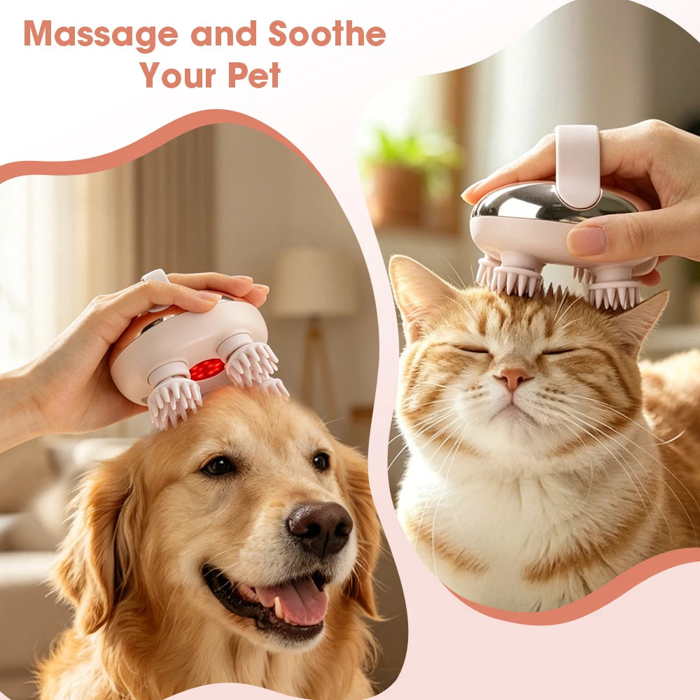 Handheld Head Massage Instrument Rechargeable Red Light Head Kneading Massager Scalp Stress Relax Body Cat Massage Waterproof