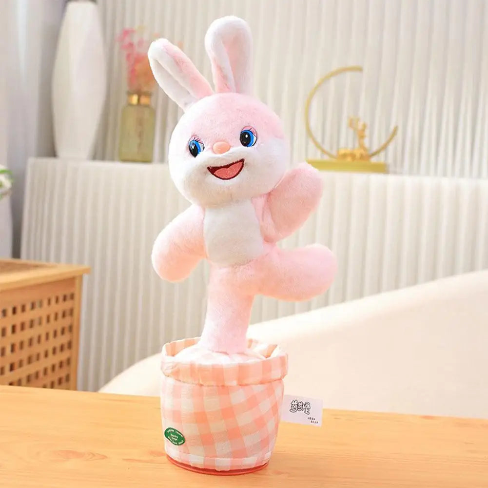 Dancing Rabbit Cow Interactive Learning Musical Speak Plush Toy Repeat Talking Plushie Rabbit Intelligent Cactus Kids Gifts