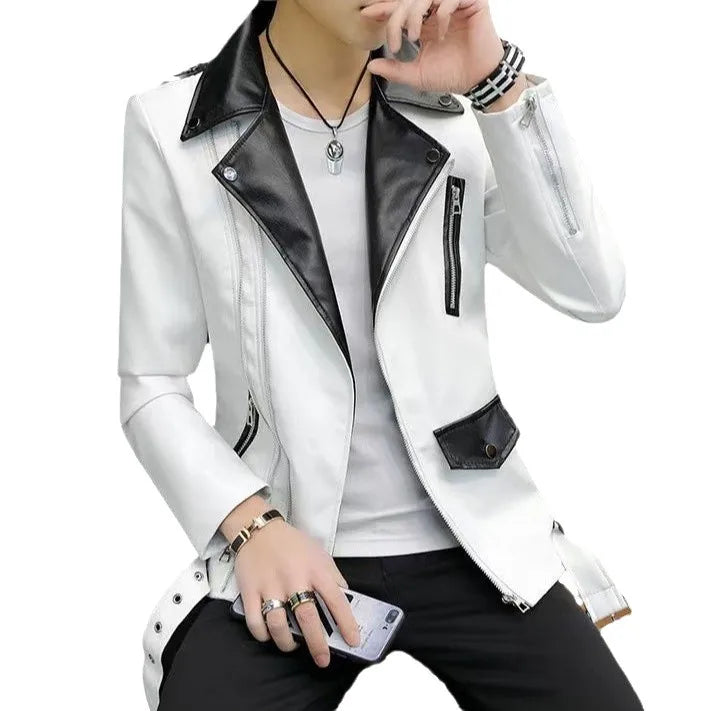 2025 New Men's Leather Jacket Baseball Style Casual Biker Coat Trendy Korean Version Spring Autumn Fashion City Youth PU Leather