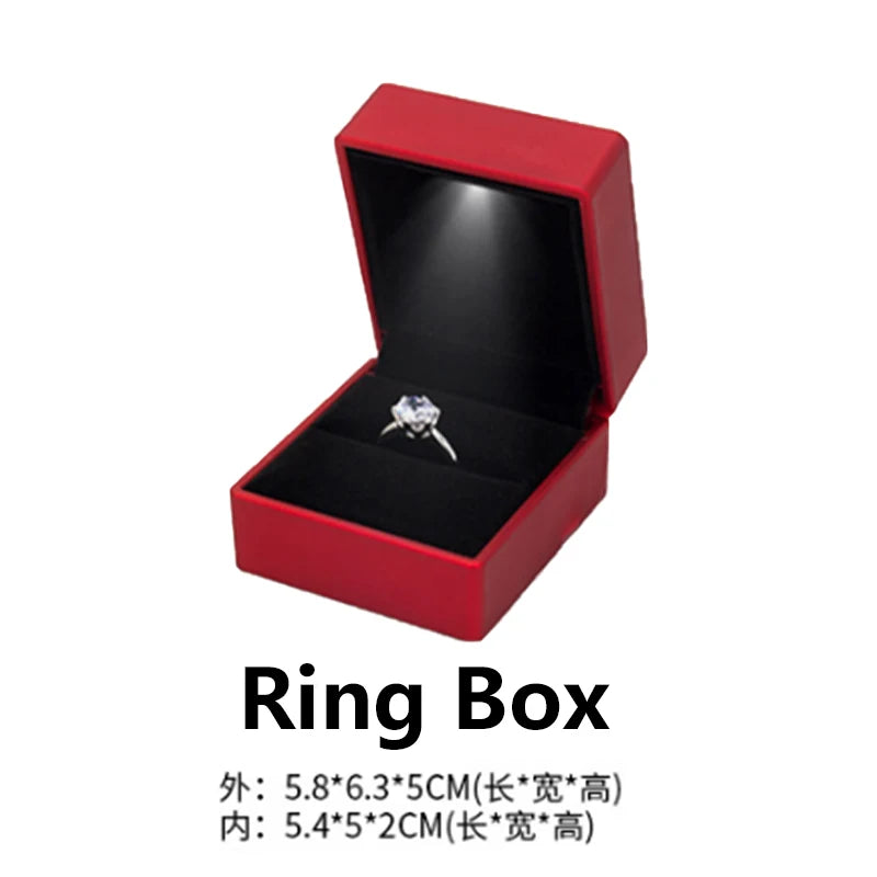 LED Illuminated Ring Box - Premium Spray-Finish Jewelry Display Case for Luxury Rings