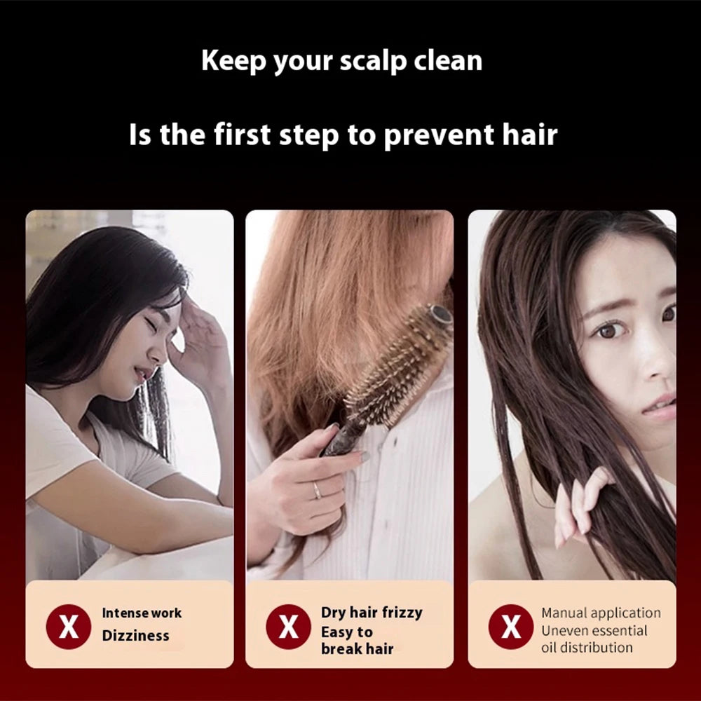 Electric Vibration Massage Comb 660nm Red Light Scalp Massage Brush Anti-Hair Loss Liquid Oil Applicator Hair Care Comb