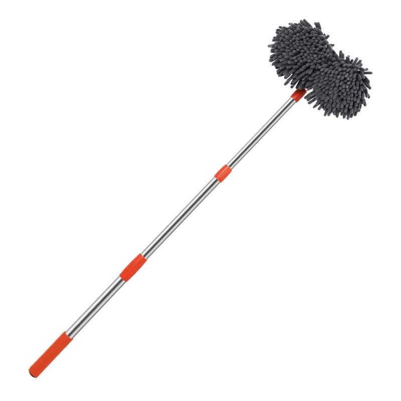 Telescopic Car Wash Mop with Foam Double Brush Head