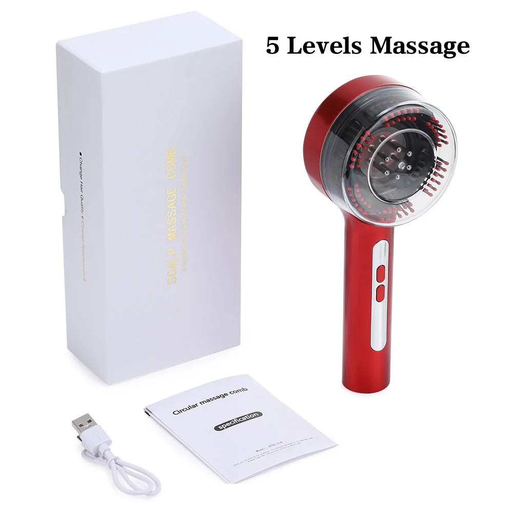 Electric Vibration Massage Comb 660nm Red Light Scalp Massage Brush Anti-Hair Loss Liquid Oil Applicator Hair Care Comb