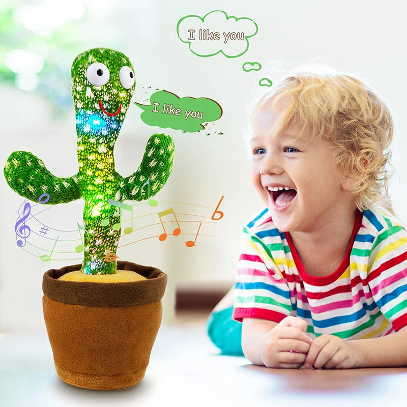 Dancing Cactus Plush Toy with 120 Songs USB Battery Operated Voice Repeat Feature Talking Stuffed Cactus Dancer Gift for Kids