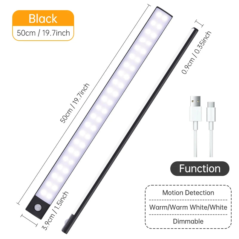 Motion Sensor Light Wireless LED Night Light USB Rechargeable Night Lamp Cabinet Wardrobe Lamp Under Backlight For Kitchen Led
