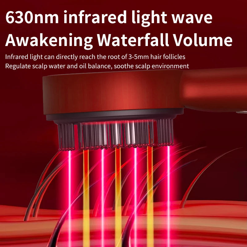 Electric Vibration Massage Comb 660nm Red Light Scalp Massage Brush Anti-Hair Loss Liquid Oil Applicator Hair Care Comb