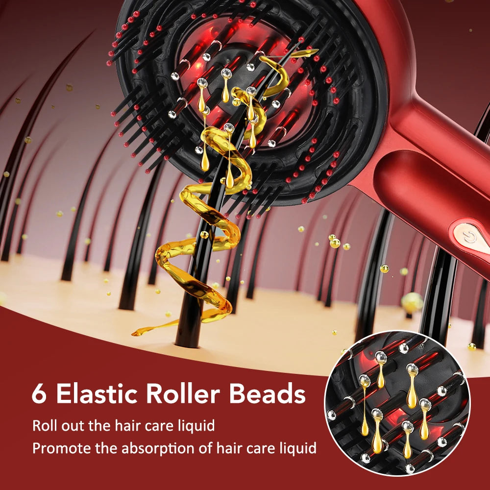 Electric Vibration Massage Comb 660nm Red Light Scalp Massage Brush Anti-Hair Loss Liquid Oil Applicator Hair Care Comb