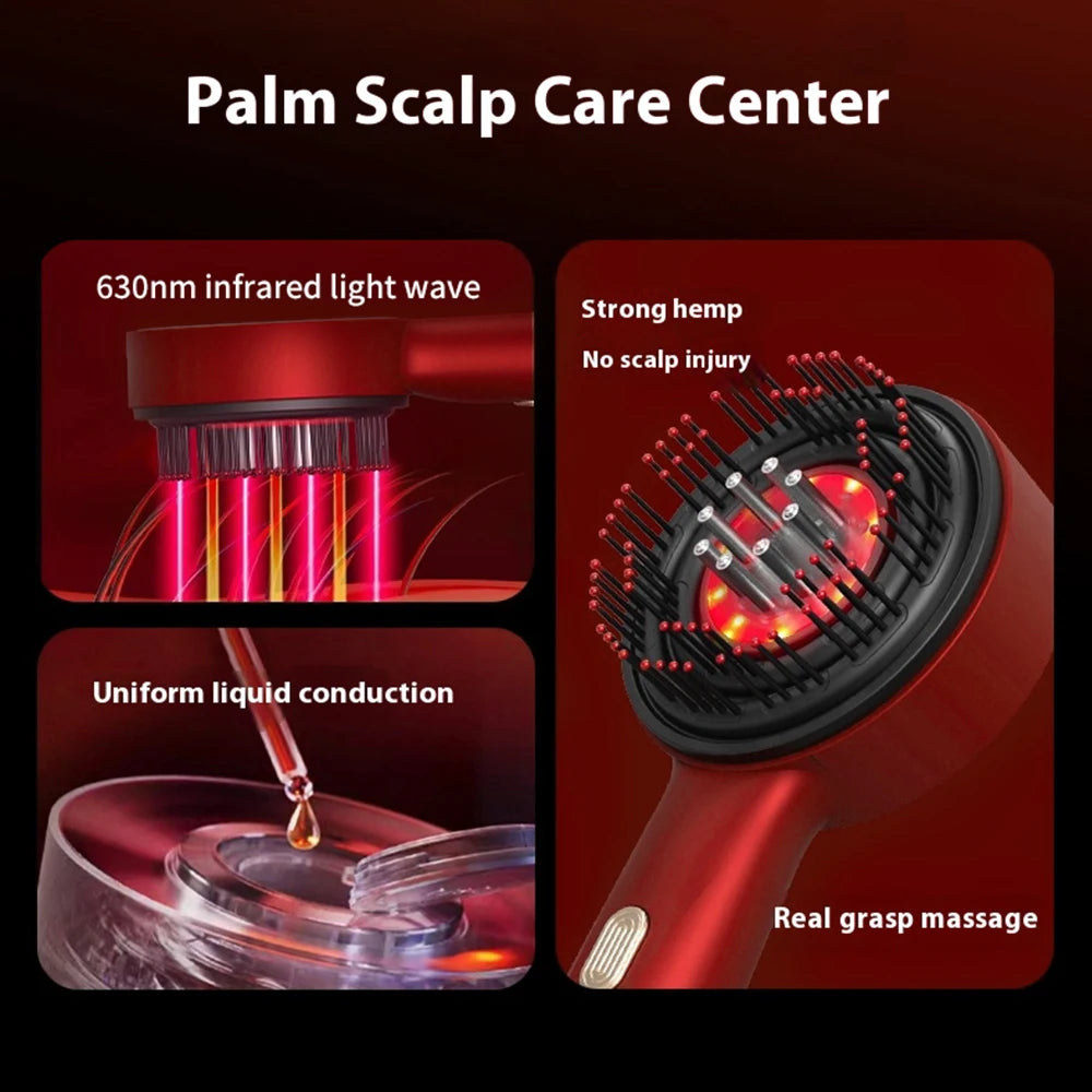 Electric Vibration Massage Comb 660nm Red Light Scalp Massage Brush Anti-Hair Loss Liquid Oil Applicator Hair Care Comb