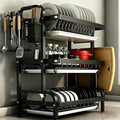 3-Tier Dish Drying Rack, Large Capacity Dish Drainer Rack With Removable Drain Tray, Kitchen Countertop Organizer For Plates Bow