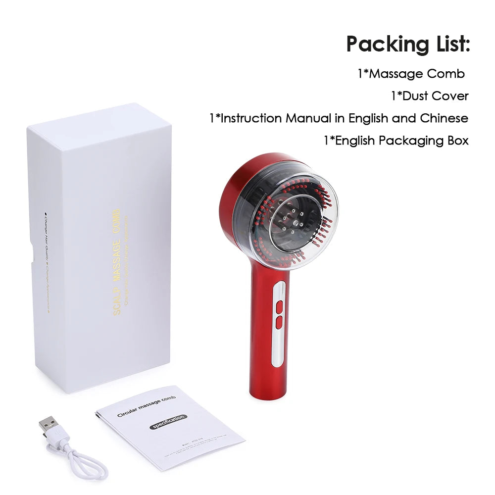 Electric Vibration Massage Comb 660nm Red Light Scalp Massage Brush Anti-Hair Loss Liquid Oil Applicator Hair Care Comb