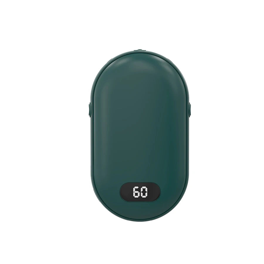 Double-sided heating with two temperature settings, this pocket hand warmer can be recharged