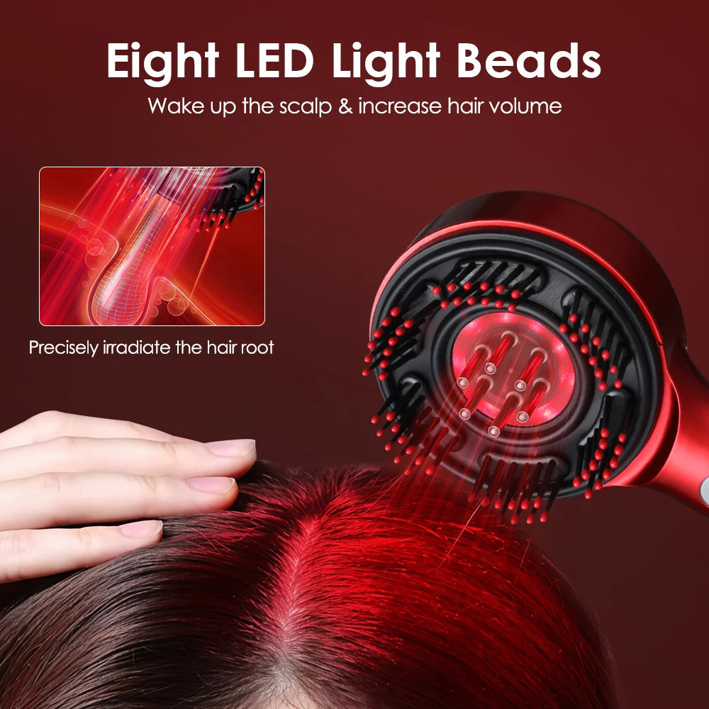 Electric Vibration Massage Comb 660nm Red Light Scalp Massage Brush Anti-Hair Loss Liquid Oil Applicator Hair Care Comb