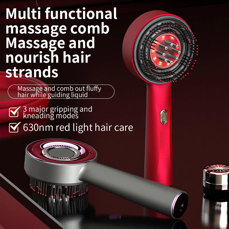Electric Vibration Massage Comb 660nm Red Light Scalp Massage Brush Anti-Hair Loss Liquid Oil Applicator Hair Care Comb