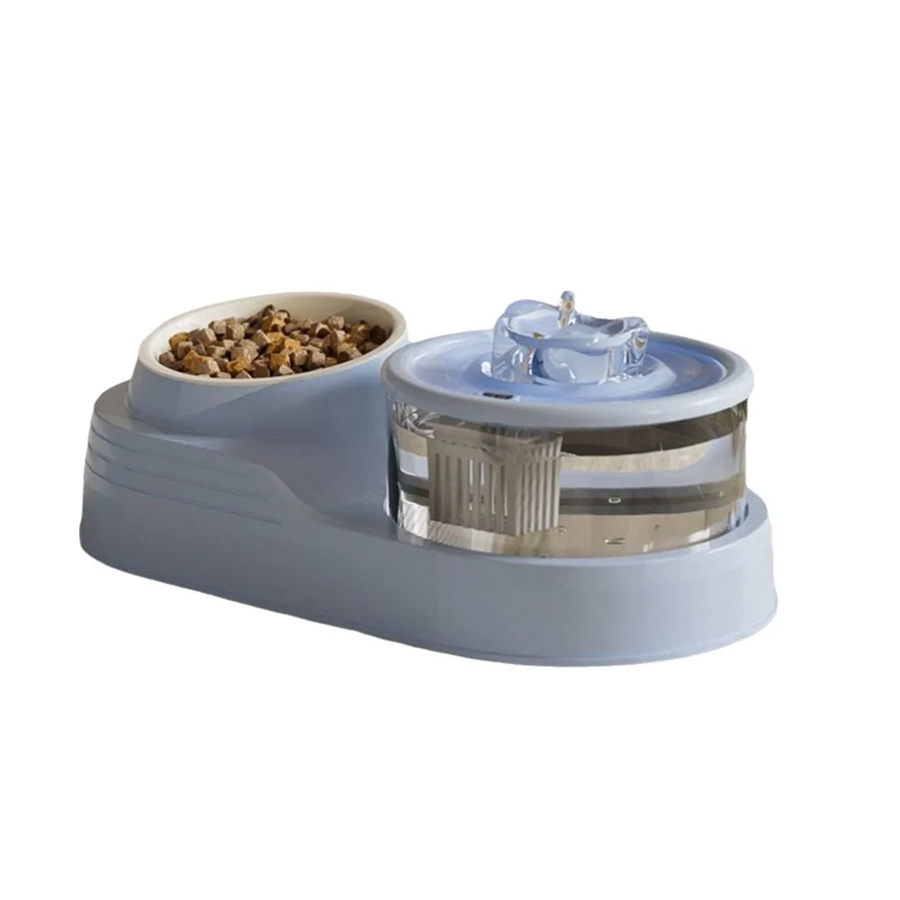 USB Charging 2-in-1 Pets Water Fountain Auto Filter Mute Cat Drinker Bowl Large Capacity Neck Protection Pet Feeder for Home
