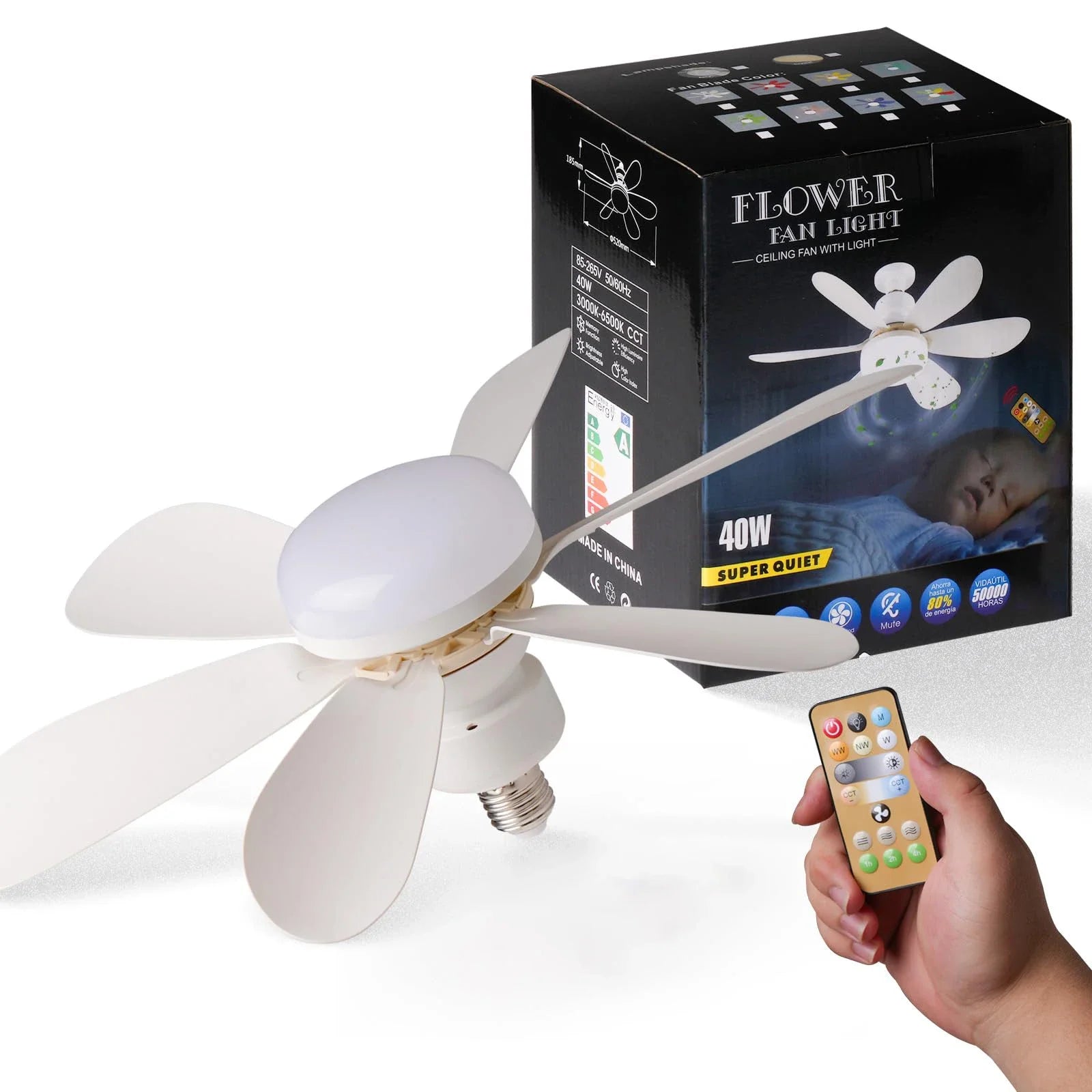 40W LED E27 Ceiling Fan Light with Remote & Dimming