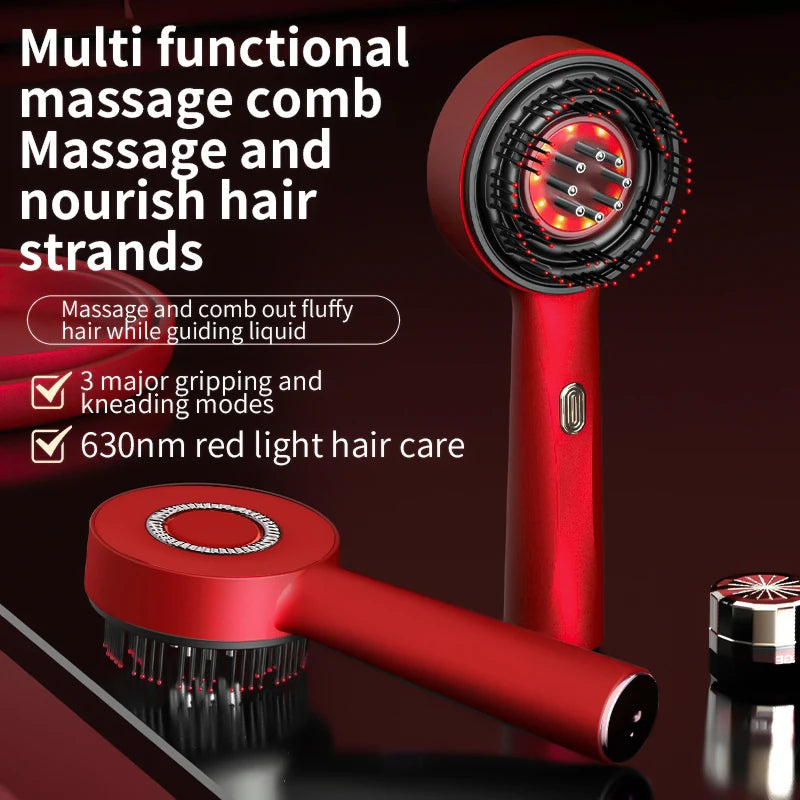 Electric Vibration Massage Comb 660nm Red Light Scalp Massage Brush Anti-Hair Loss Liquid Oil Applicator Hair Care Comb