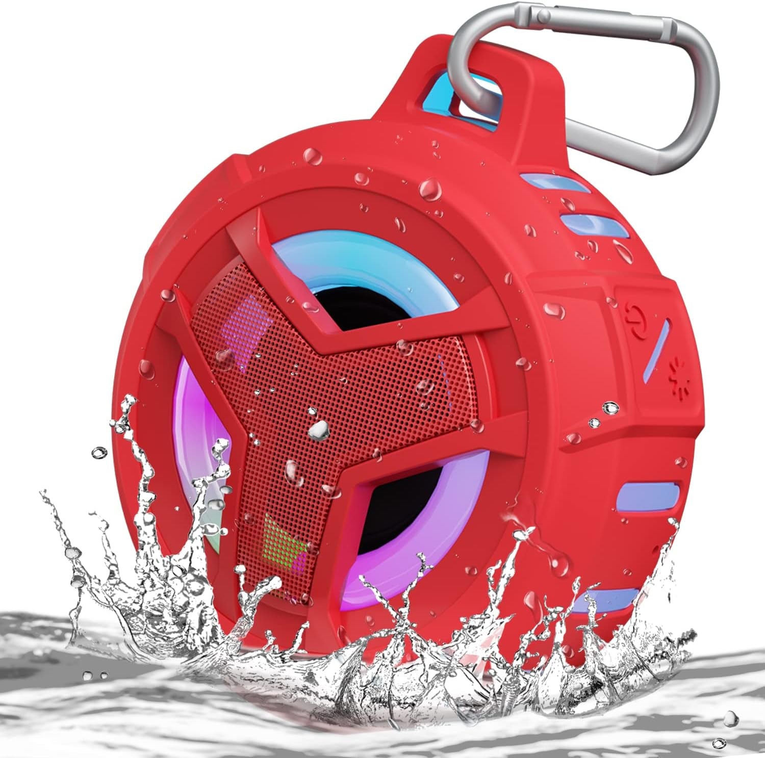 Bluetooth Shower Speaker, Portable Bluetooth Speakers, IP67 Waterproof Wireless Speaker with LED Light, Floating, 2000Mah, True Wireless Stereo for Kayak, Beach, Gifts for Unisex -Black