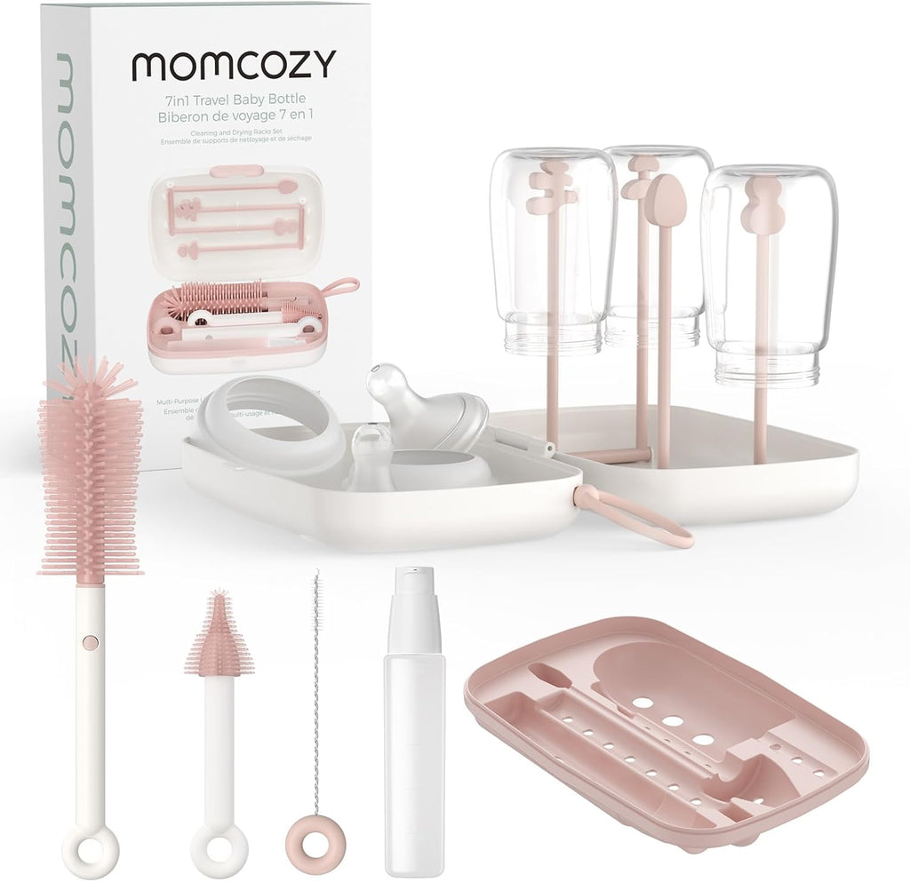 Bottle Brush Kit with Push-Press Foam Design - Newborn Essentials Gift, Portable Cleaning Tool for Home & Travel, Baby Bottle Cleaner Brush for Breast Pumps & Nipples, Green