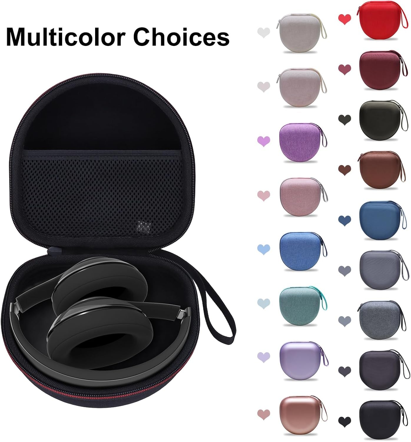 Headphone Case Compatible with Beribes/Tozo/Kvidio/Beats/Soundcore Anker Noise Cancelling Over-Ear Headphones, Black