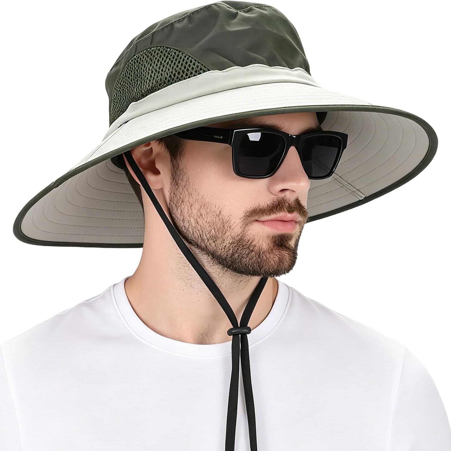 Wide Brim Sun Bucket Hat, Waterproof Boonie Hat for Men & Women | UPF 50+ UV Protection, Adjustable Fit, Chin Strap & Sweatband, Foldable Durable for Fishing Hiking Garden Beach